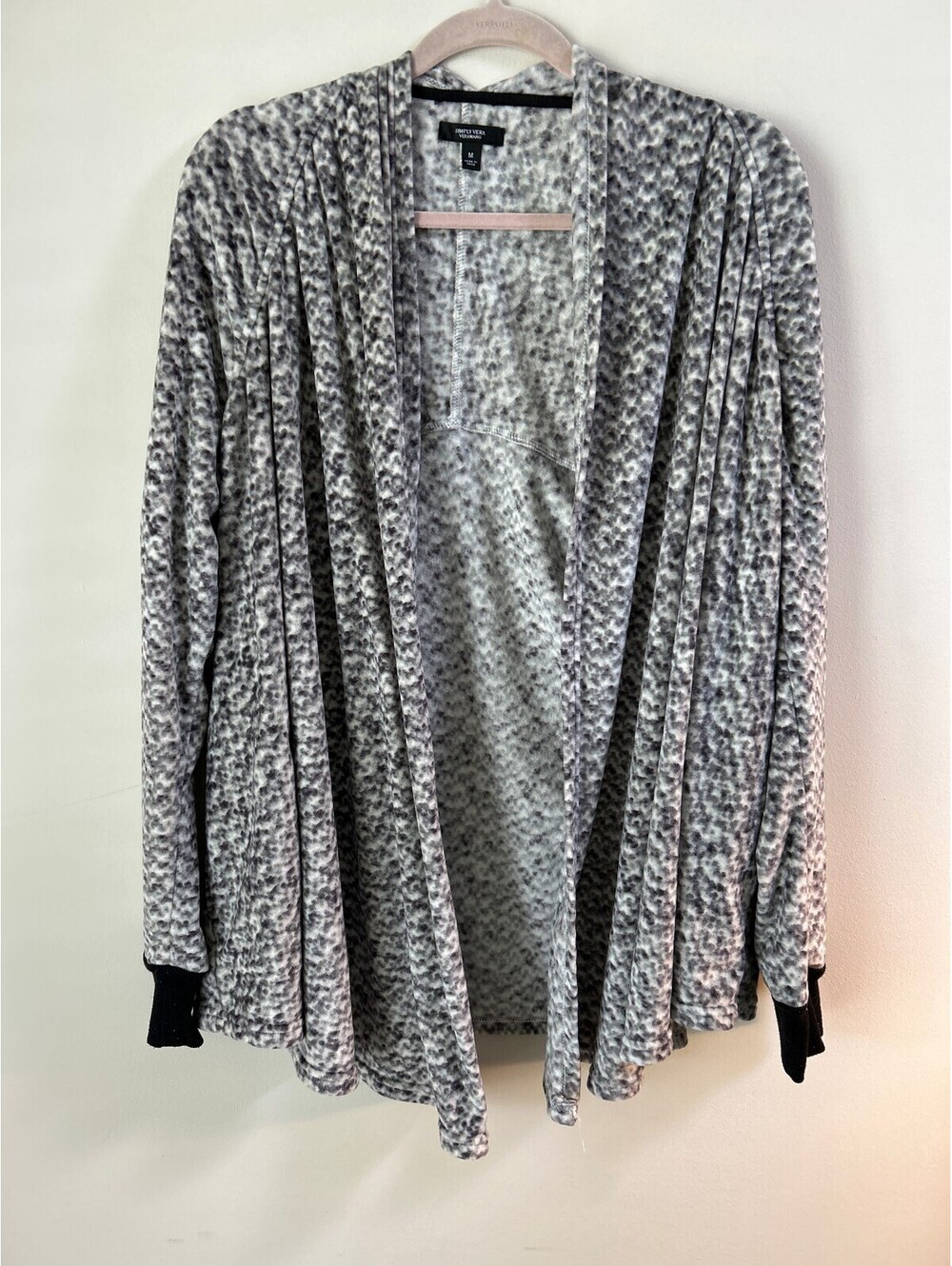 Simply Vera Vera Wang Open Front Cardigan Womens Medium Gray Speckled Knit